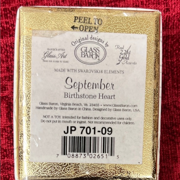 September Sapphire Birthstone Heart 22kt Swarovski Elements 18” Necklace-OBO - Picture 4 of 6